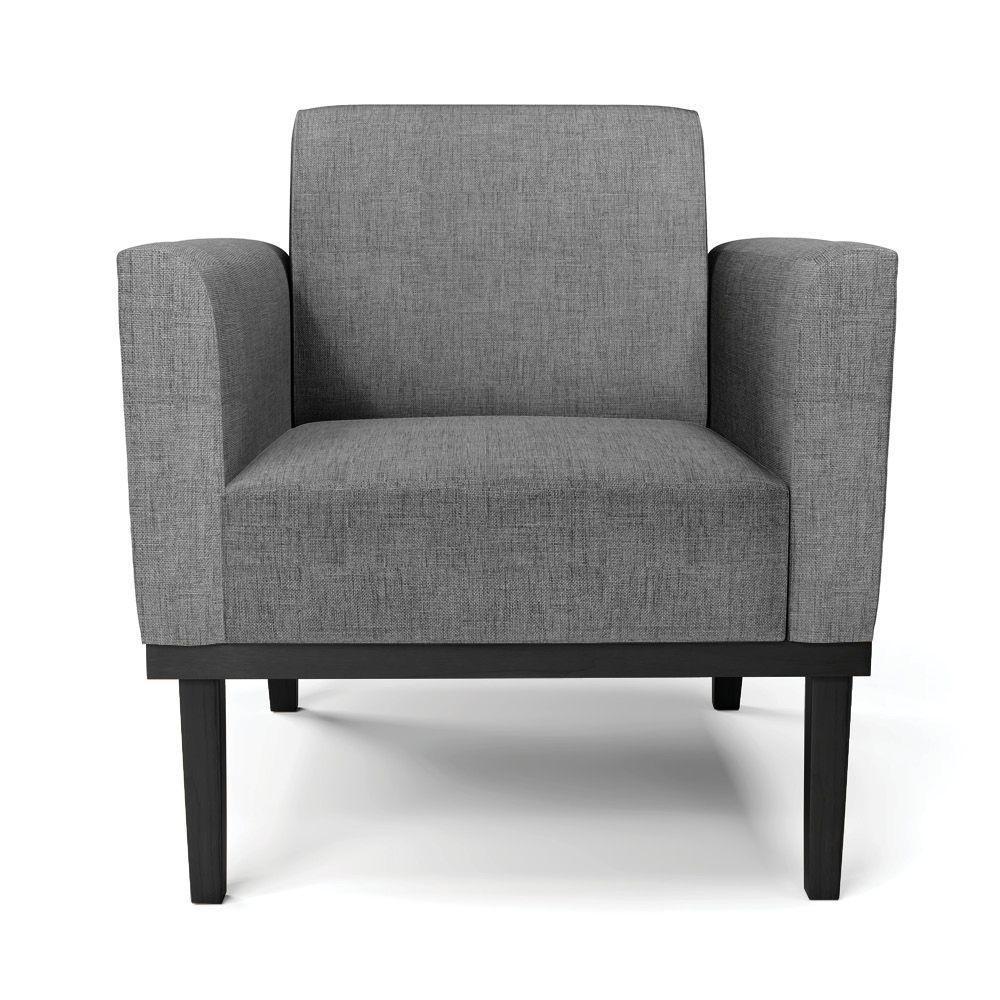 Kit 2 Poltronas Base De Madeira Fixa Preto Marisa Linho Grafite A26 D03 - D'Rossi - 2