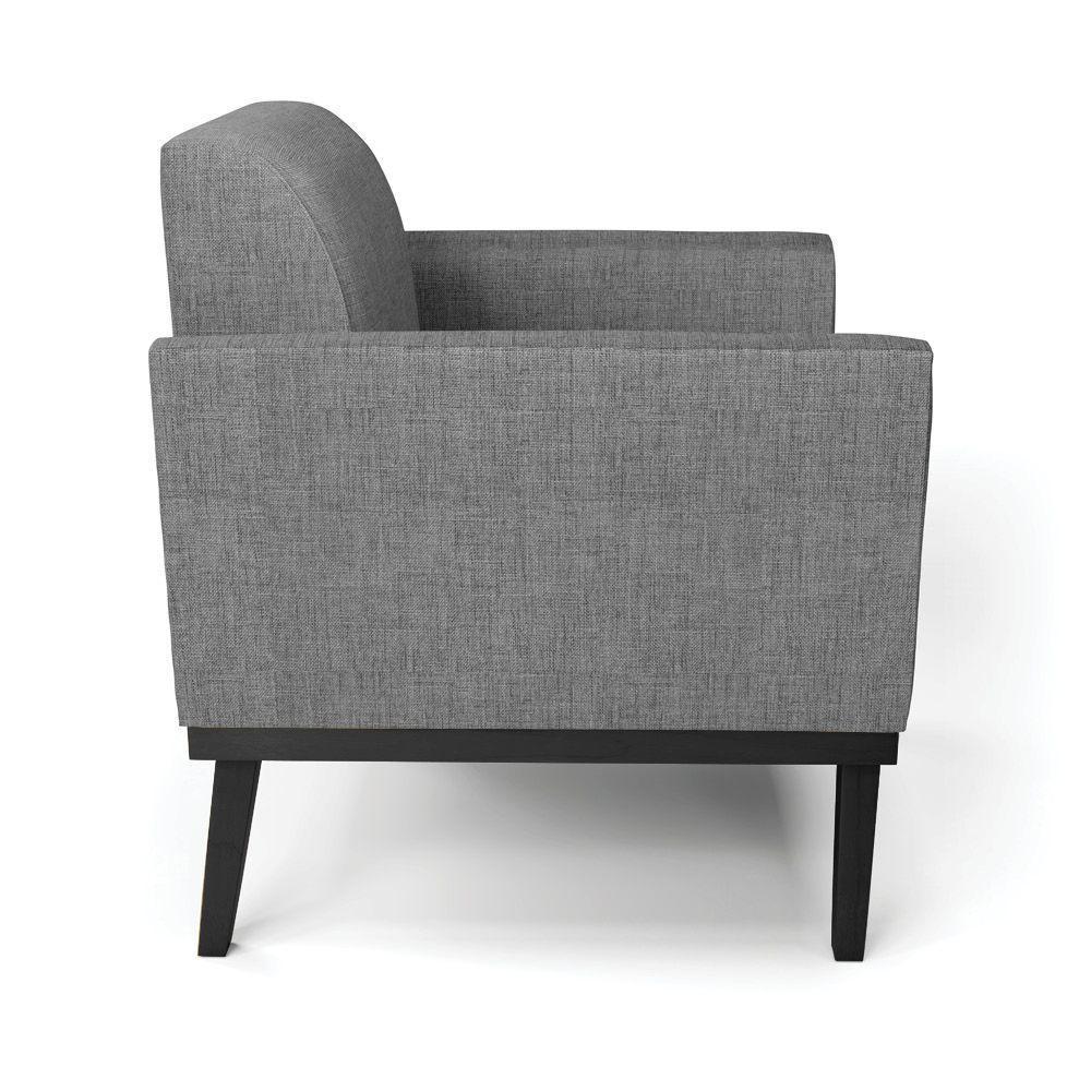 Kit 2 Poltronas Base De Madeira Fixa Preto Marisa Linho Grafite A26 D03 - D'Rossi - 4