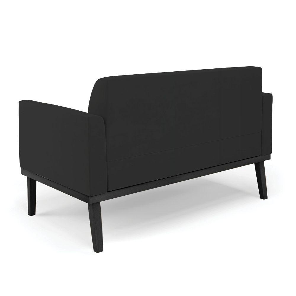 Sofá Namoradeira Com Poltrona Base De Madeira Fixa Preto Marisa Veludo D03 - D'Rossi Preto - 4