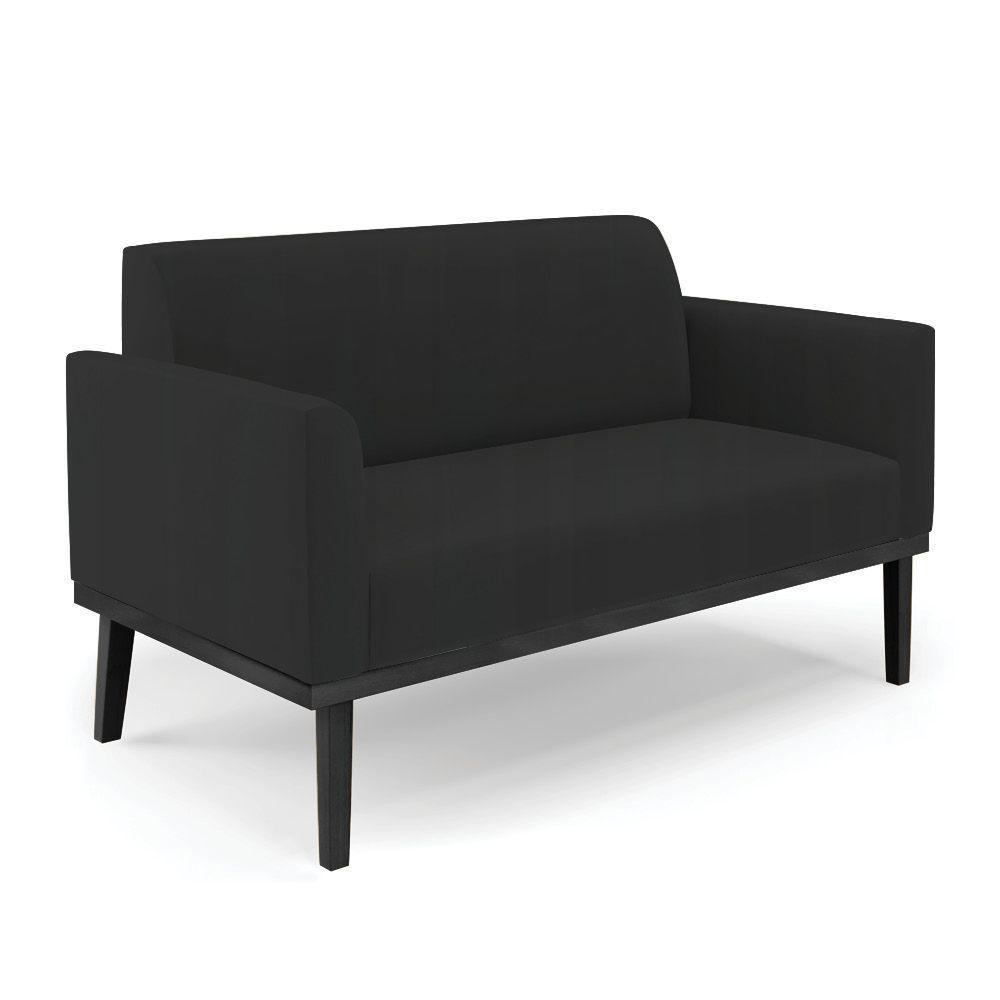 Sofá Namoradeira Com Poltrona Base De Madeira Fixa Preto Marisa Veludo D03 - D'Rossi Preto - 8