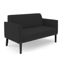 Sofá Namoradeira Com Poltrona Base De Madeira Fixa Preto Marisa Veludo D03 - D'Rossi Preto - 8