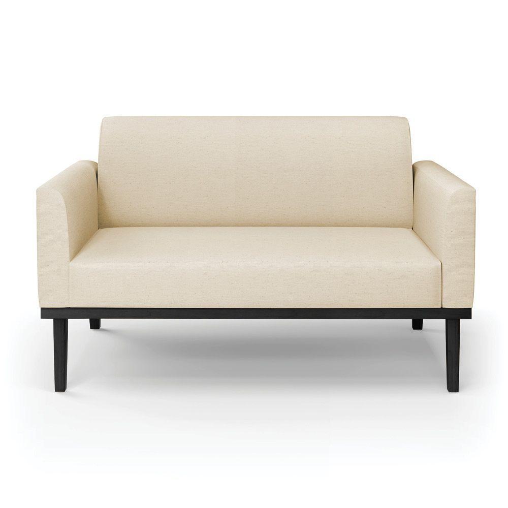 Sofá Namoradeira Base De Madeira Fixa Preto Marisa Linho D03 - D'Rossi A19 Bege - 3