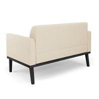 Sofá Namoradeira Base De Madeira Fixa Preto Marisa Linho D03 - D'Rossi A19 Bege - 2