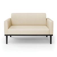 Sofá Namoradeira Base De Madeira Fixa Preto Marisa Linho D03 - D'Rossi A19 Bege - 3