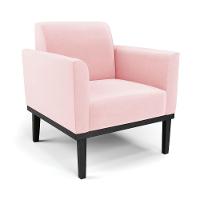 Sofá Namoradeira Com 2 Poltronas Base De Madeira Fixa Preto Marisa Suede Rosa Bebê D03 - D'Rossi - 2