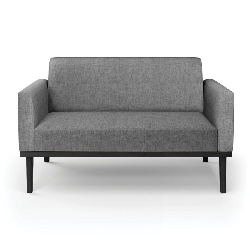 Sofá Namoradeira Base De Madeira Fixa Preto Marisa Linho D03 - D'Rossi A26 Grafite - 3