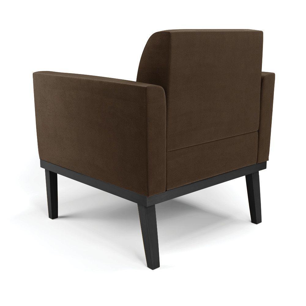 Kit 2 Poltronas Base De Madeira Fixa Preto Marisa Suede D03 - D'Rossi Marrom - 3