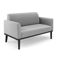 Sofá Namoradeira Com 2 Poltronas Base De Madeira Fixa Preto Marisa Suede Cinza D03 - D'Rossi - 5