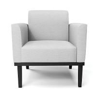 Kit 2 Poltronas Base De Madeira Fixa Preto Marisa Linho Cinza A05 D03 - D'Rossi - 2