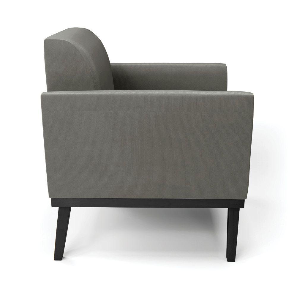 Kit 2 Poltronas Base De Madeira Fixa Preto Marisa Suede D03 - D'Rossi Grafite - 5