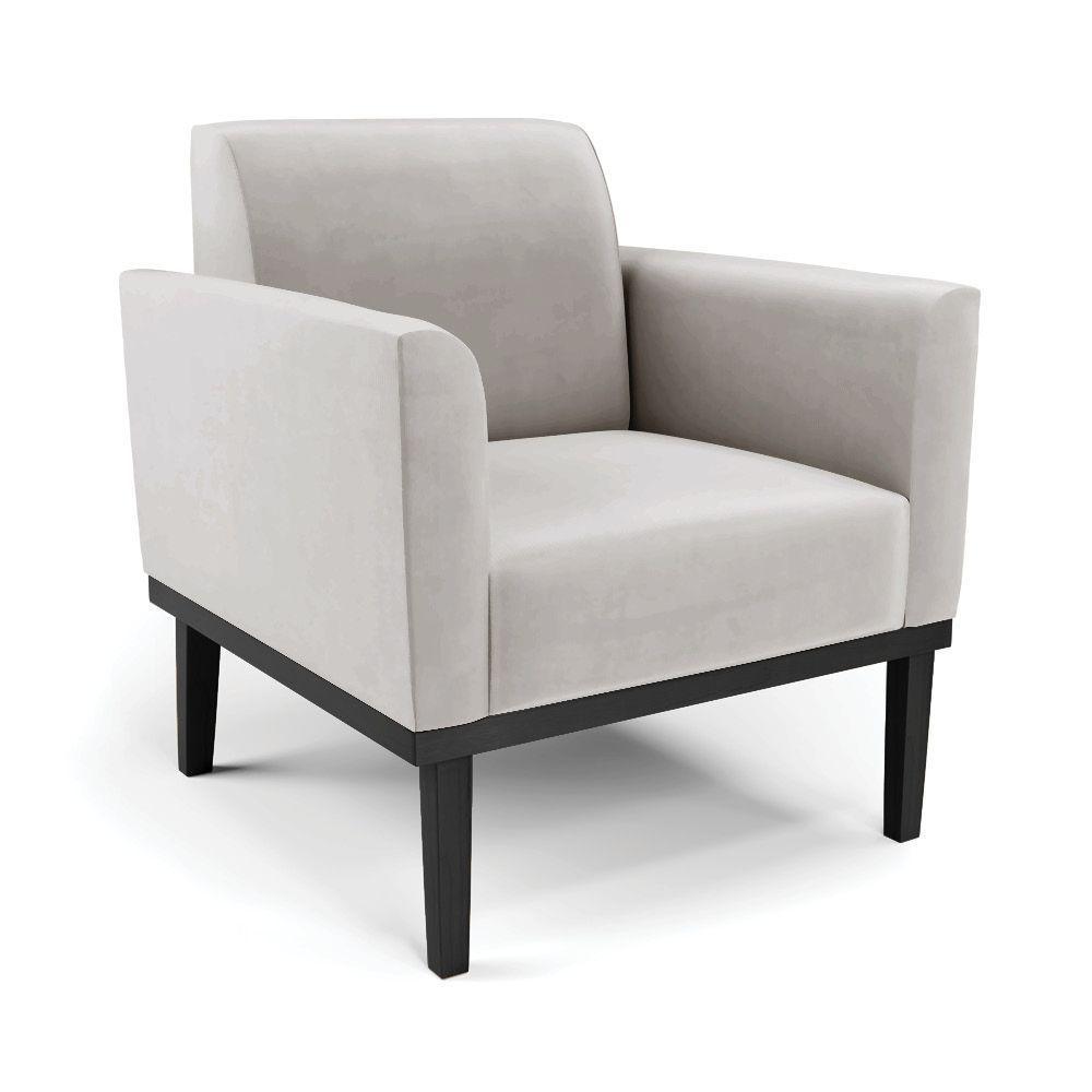 Sofá Namoradeira Com 2 Poltronas Base De Madeira Fixa Preto Marisa Veludo D03 - D'Rossi Cinza - 4