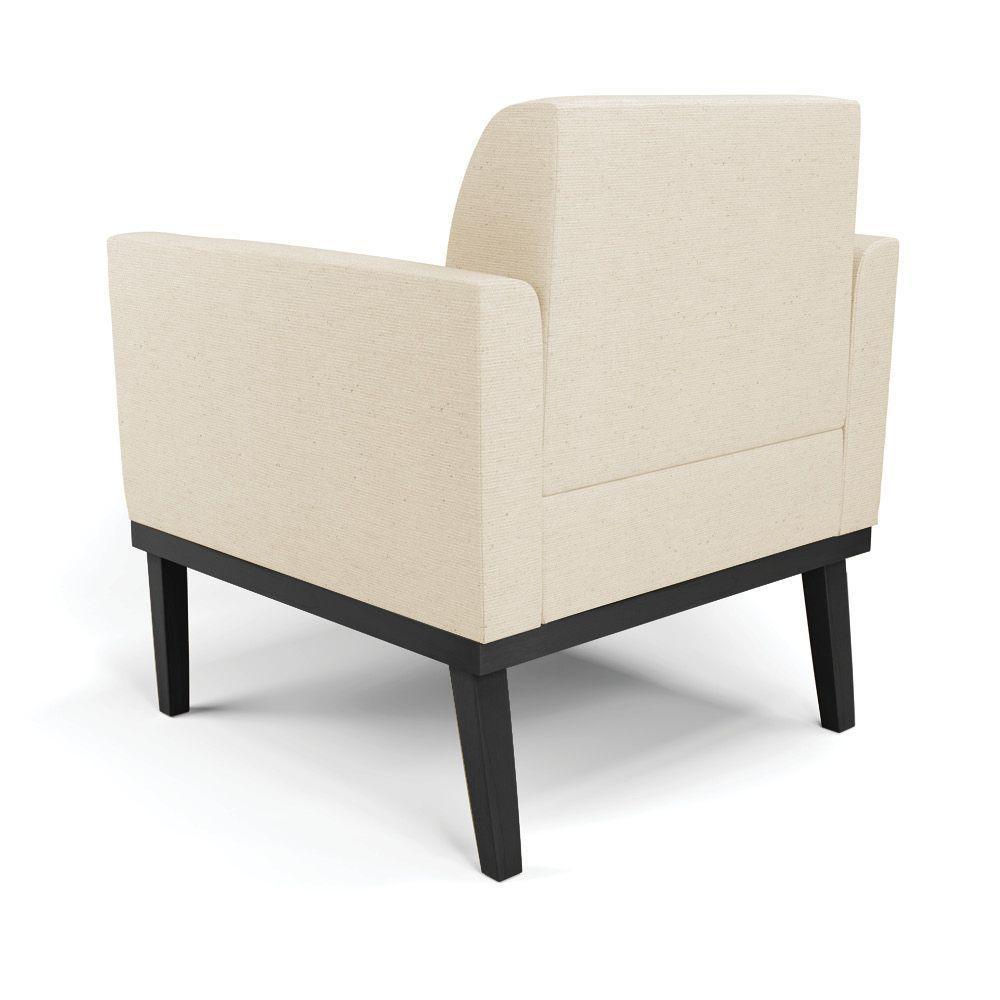 Kit 2 Poltronas Base De Madeira Fixa Preto Marisa Linho D03 - D'Rossi A19 Bege - 5