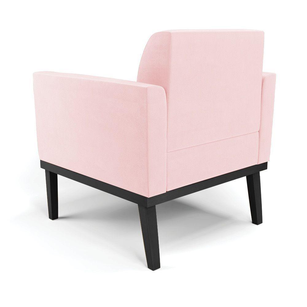 Kit 2 Poltronas Base De Madeira Fixa Preto Marisa Suede D03 - D'Rossi Rosa Bebê - 5