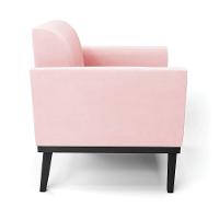 Kit 2 Poltronas Base De Madeira Fixa Preto Marisa Suede D03 - D'Rossi Rosa Bebê