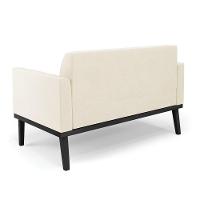 Sofá Namoradeira Com Poltrona Base De Madeira Fixa Preto Marisa Veludo Bege D03 - D'Rossi - 8