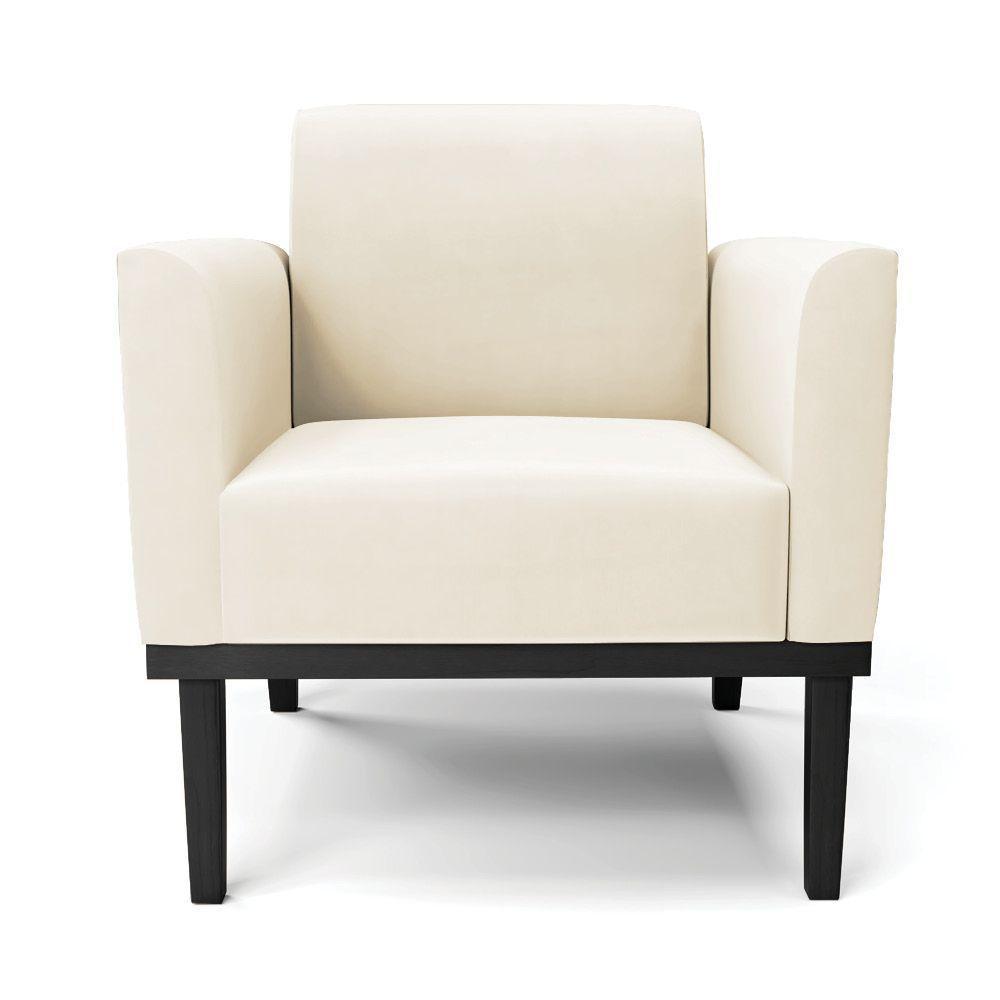 Kit 2 Poltronas Base De Madeira Fixa Preto Marisa Veludo D03 - D'Rossi Bege - 6