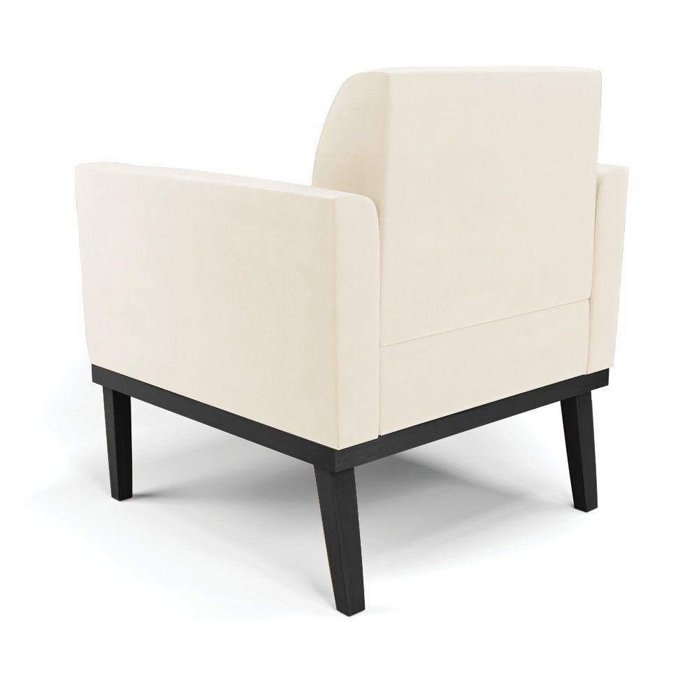 Kit 2 Poltronas Base De Madeira Fixa Preto Marisa Veludo D03 - D'Rossi Bege - 7