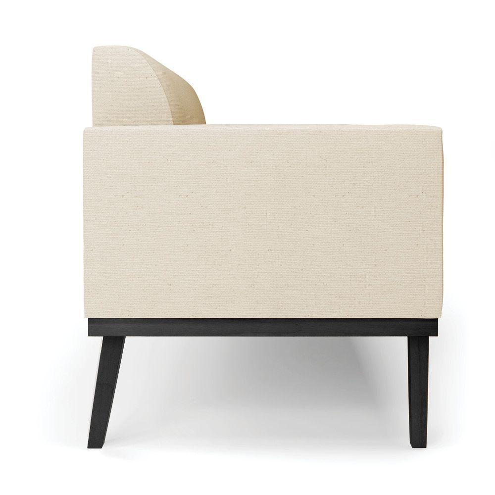 Sofá Namoradeira Com Poltrona Base De Madeira Fixa Preto Marisa Linho D03 - D'Rossi A19 Bege - 7