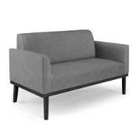 Sofá Namoradeira Com Poltrona Base De Madeira Fixa Preto Marisa Linho Grafite A26 D03 - D'Rossi - 2