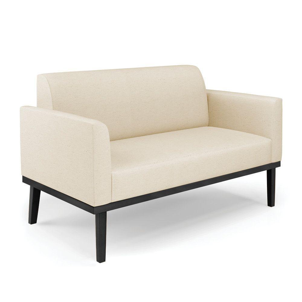 Sofá Namoradeira Com 2 Poltronas Base De Madeira Fixa Preto Marisa Linho D03 - D'Rossi A19 Bege - 7