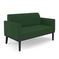 Sofá Namoradeira Com 2 Poltronas Base De Madeira Fixa Preto Marisa Veludo Verde D03 - D'Rossi - 6