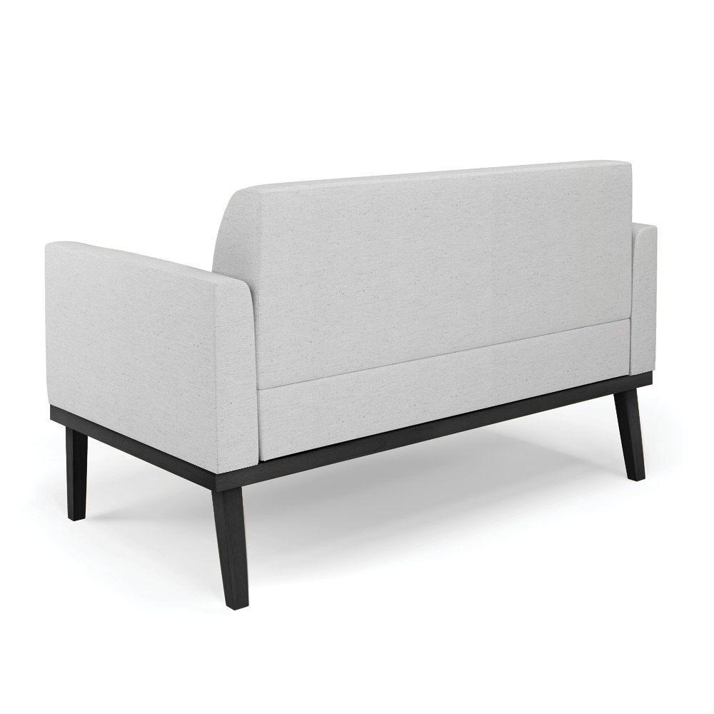 Sofá Namoradeira Com Poltrona Base De Madeira Fixa Preto Marisa Linho Cinza A05 D03 - D'Rossi - 4