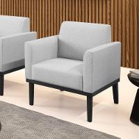 Poltrona Base De Madeira Fixa Preto Marisa Linho D03 - D'Rossi A05 Cinza - 2