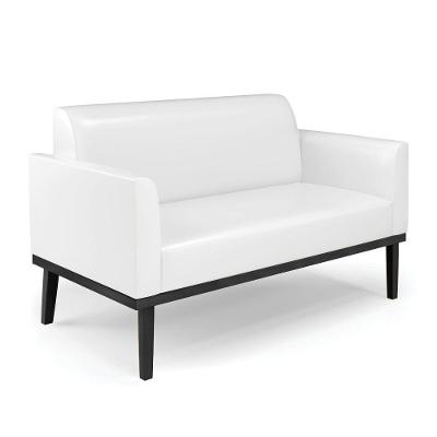 Sofá Namoradeira Com Poltrona Base De Madeira Fixa Preto Marisa Corano D03 - D\'rossi Cor Branco