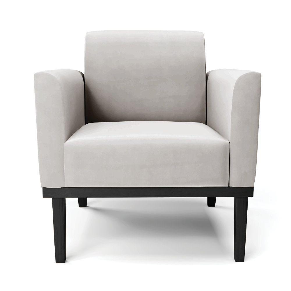 Kit 2 Poltronas Base De Madeira Fixa Preto Marisa Veludo Cinza D03 - D'Rossi - 3