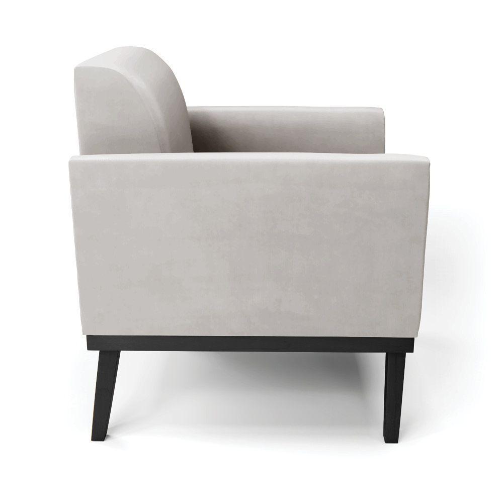 Kit 2 Poltronas Base De Madeira Fixa Preto Marisa Veludo Cinza D03 - D'Rossi - 5