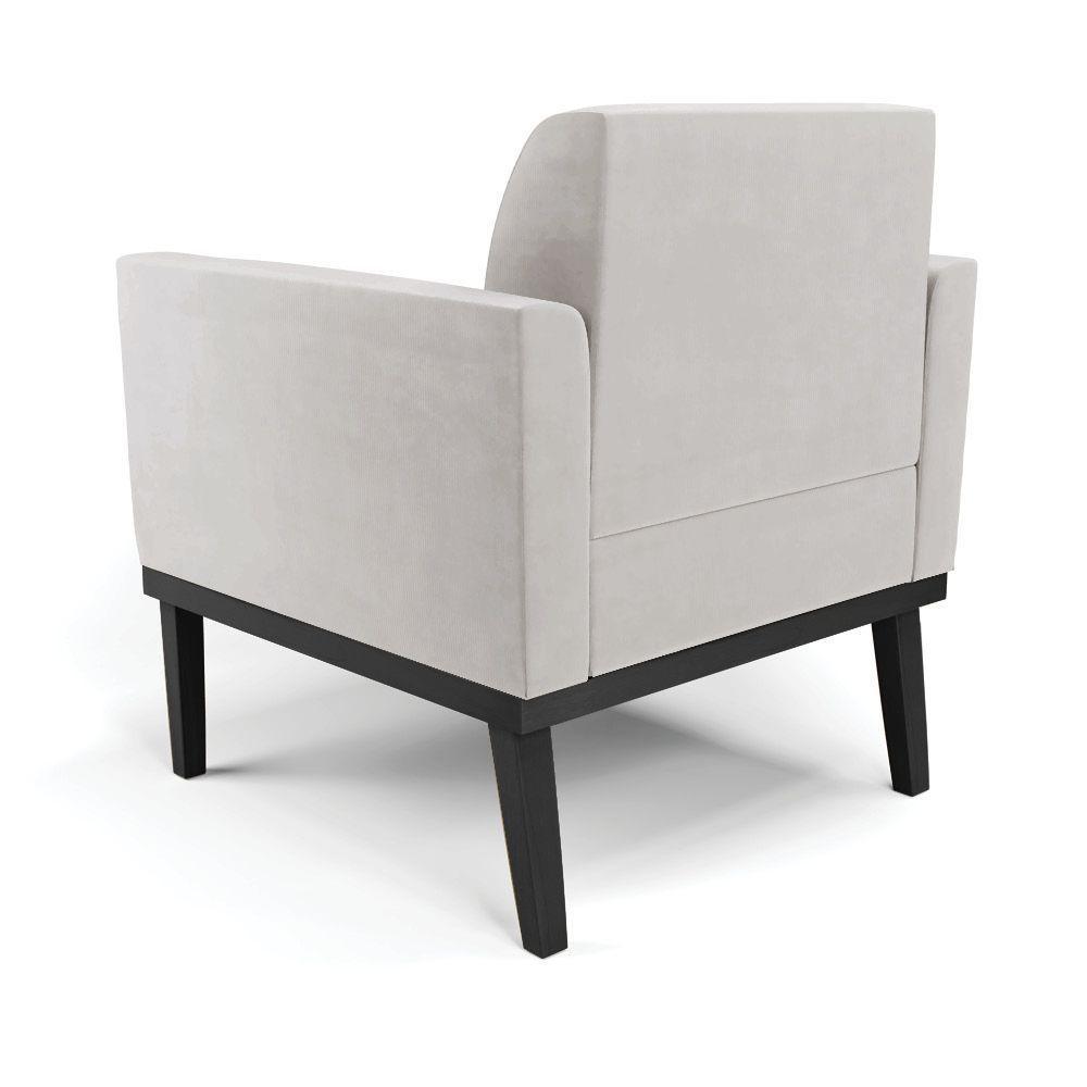 Kit 2 Poltronas Base De Madeira Fixa Preto Marisa Veludo Cinza D03 - D'Rossi - 6