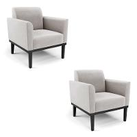 Kit 2 Poltronas Base De Madeira Fixa Preto Marisa Veludo Cinza D03 - D'Rossi - 1