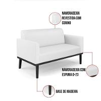 Sofá Namoradeira Com 2 Poltronas Base De Madeira Fixa Preto Marisa Corino Branco D03 - D\'rossi - 7