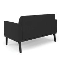Sofá Namoradeira Com Poltrona Base De Madeira Fixa Preto Marisa Veludo Preto D03 - D'Rossi - 3