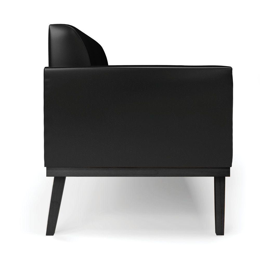 Sofá Namoradeira Com Poltrona Base De Madeira Fixa Preto Marisa Corano Preto D03 - D\'rossi - 5