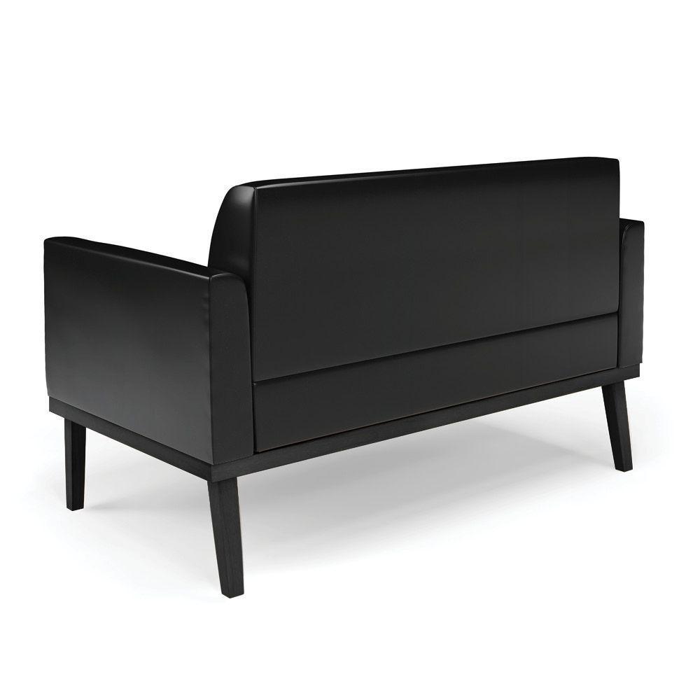 Sofá Namoradeira Com Poltrona Base De Madeira Fixa Preto Marisa Corano Preto D03 - D\'rossi - 6