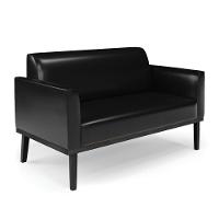 Sofá Namoradeira Com Poltrona Base De Madeira Fixa Preto Marisa Corano Preto D03 - D\'rossi - 1