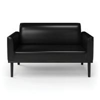 Sofá Namoradeira Com Poltrona Base De Madeira Fixa Preto Marisa Corano Preto D03 - D\'rossi - 2