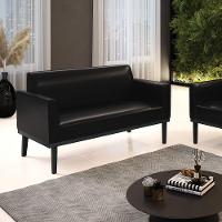 Sofá Namoradeira Com Poltrona Base De Madeira Fixa Preto Marisa Corano Preto D03 - D\'rossi - 7