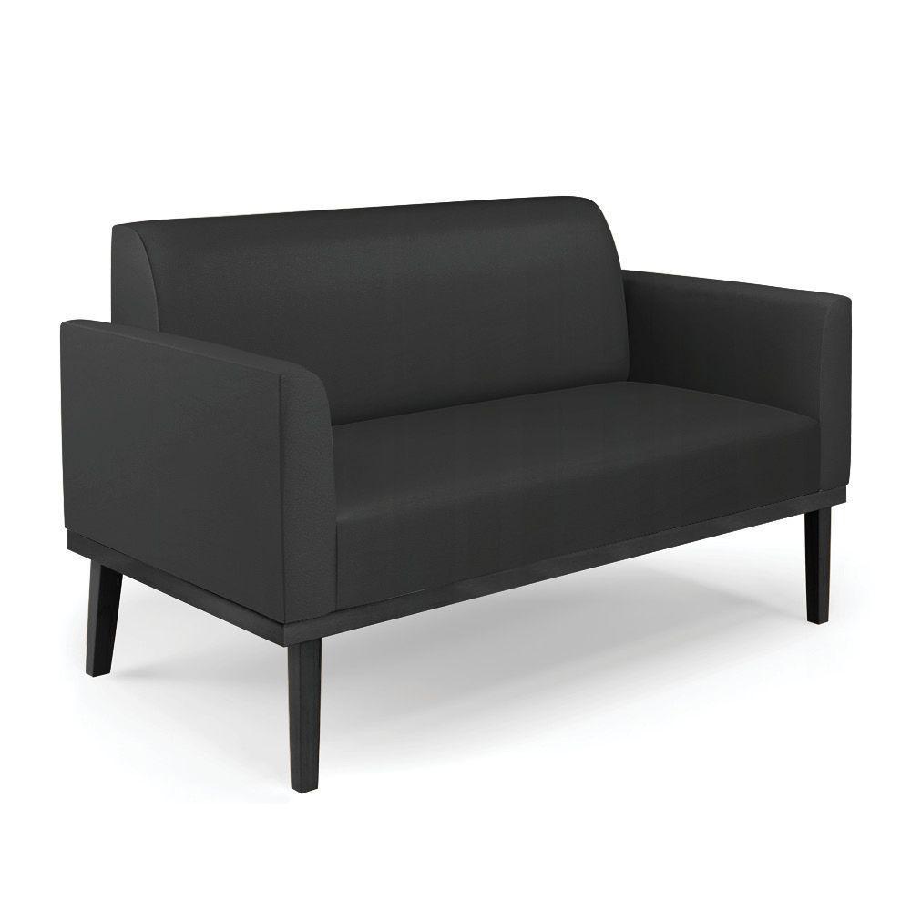 Sofá Namoradeira Com 2 Poltronas Base De Madeira Fixa Preto Marisa Corino Preto D03 - D\'rossi - 2