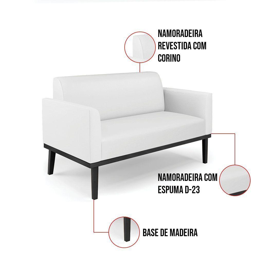 Sofá Namoradeira Com Poltrona Base De Madeira Fixa Preto Marisa Corino Branco D03 - D\'rossi - 2