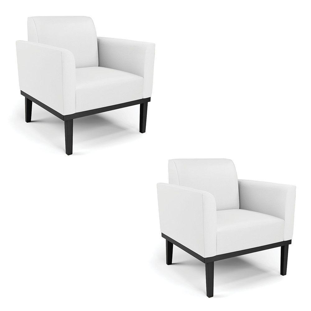 Kit 2 Poltronas Base De Madeira Fixa Preto Marisa Corino D03 - D\'rossi Cor Branco - 1