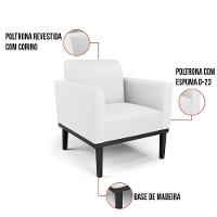 Kit 2 Poltronas Base De Madeira Fixa Preto Marisa Corino D03 - D\'rossi Cor Branco - 2