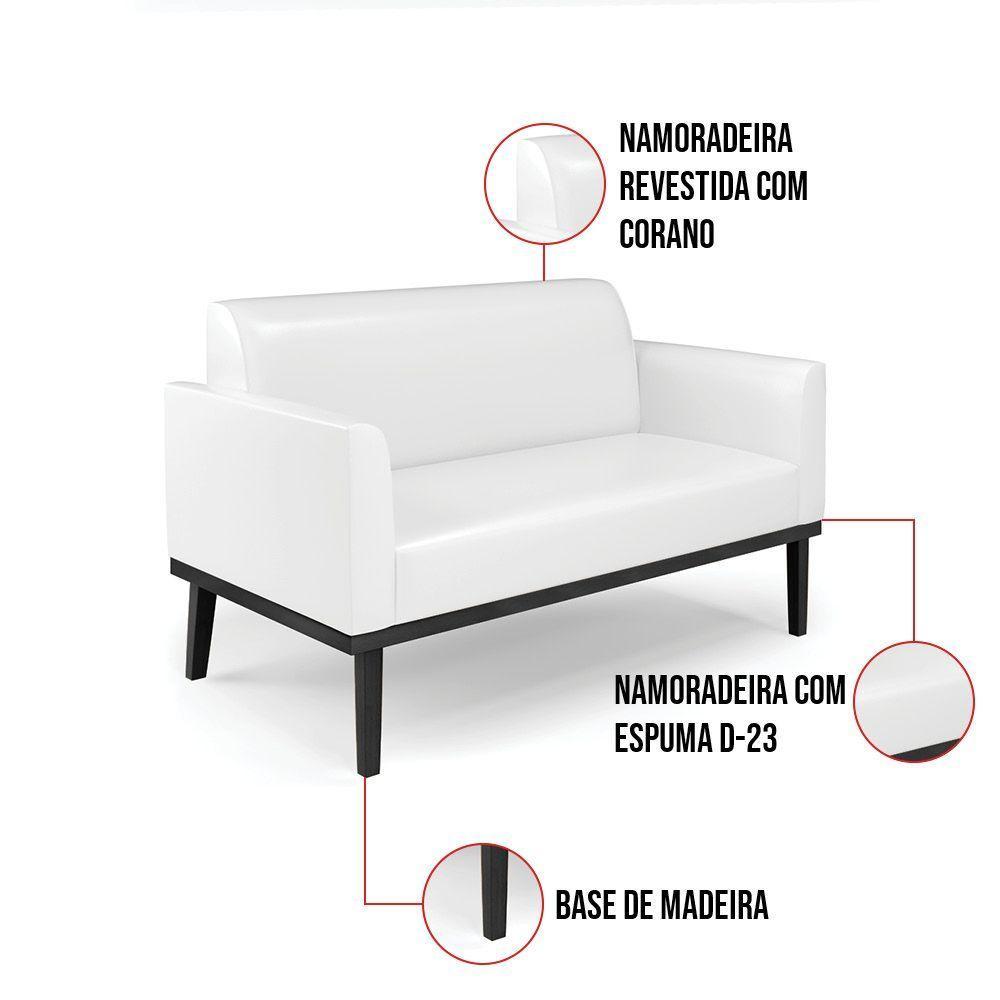 Sofá Namoradeira Com 2 Poltronas Base De Madeira Fixa Preto Marisa Corano Branco D03 - D\'rossi - 4