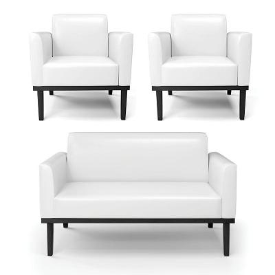 Sofá Namoradeira Com 2 Poltronas Base De Madeira Fixa Preto Marisa Corano Branco D03 - D\'rossi