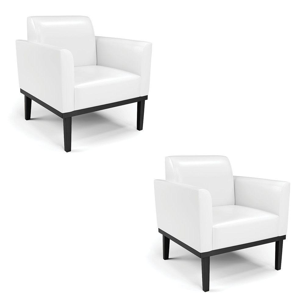 Kit 2 Poltronas Base De Madeira Fixa Preto Marisa Corano D03 - D\'rossi Cor Branco - 1