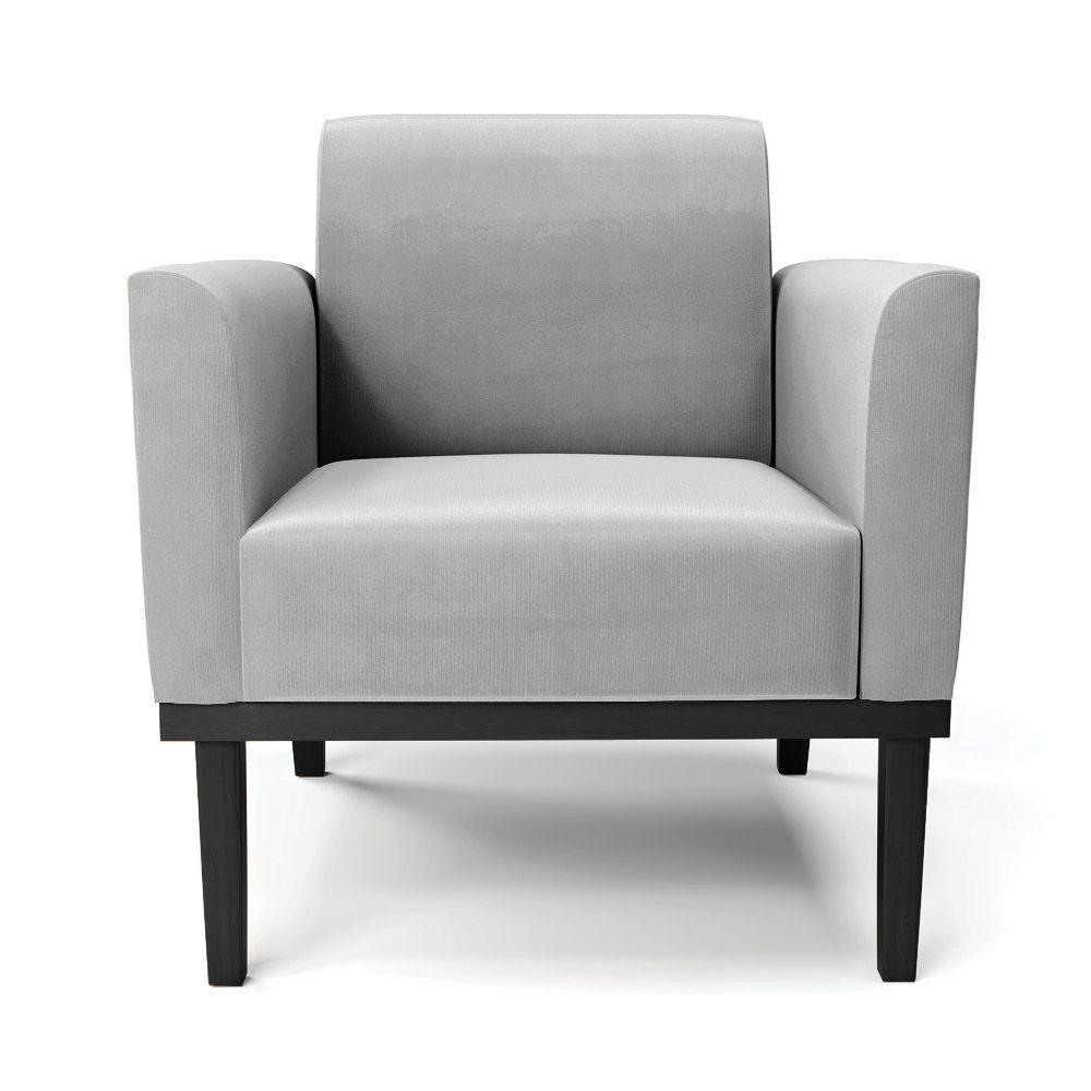 Kit 2 Poltronas Base De Madeira Fixa Preto Marisa Suede Cinza D03 - D'Rossi - 3