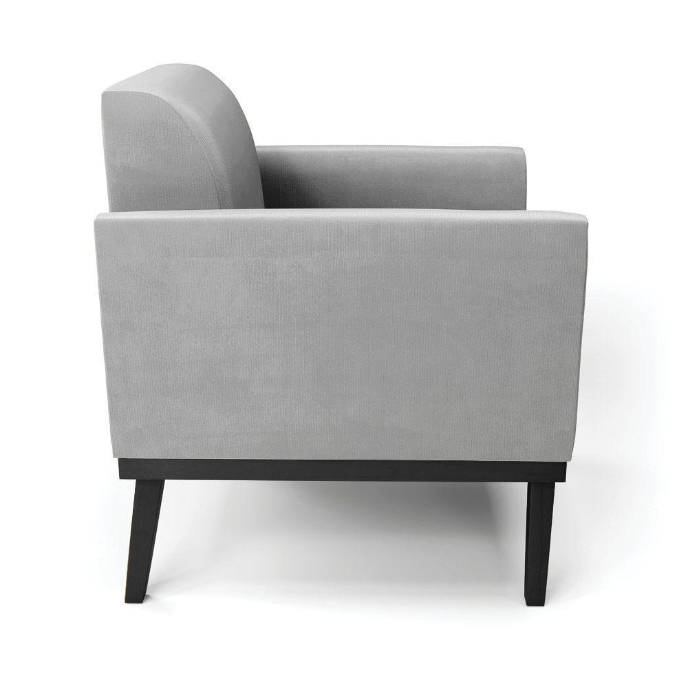 Kit 2 Poltronas Base De Madeira Fixa Preto Marisa Suede Cinza D03 - D'Rossi - 5