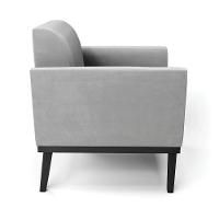 Kit 2 Poltronas Base De Madeira Fixa Preto Marisa Suede Cinza D03 - D'Rossi - 5