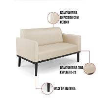 Sofá Namoradeira Com 2 Poltronas Base De Madeira Fixa Preto Marisa Corino Bege D03 - D\'rossi - 6